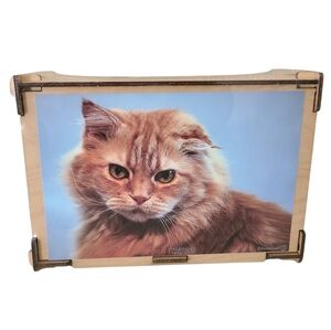 NEW sibbett studio wooden jigsaw puzzle orange cat made in USA